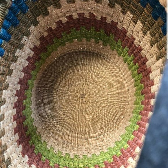 African Market Basket Small Wing Shopper Handmade - Picture 11 of 12